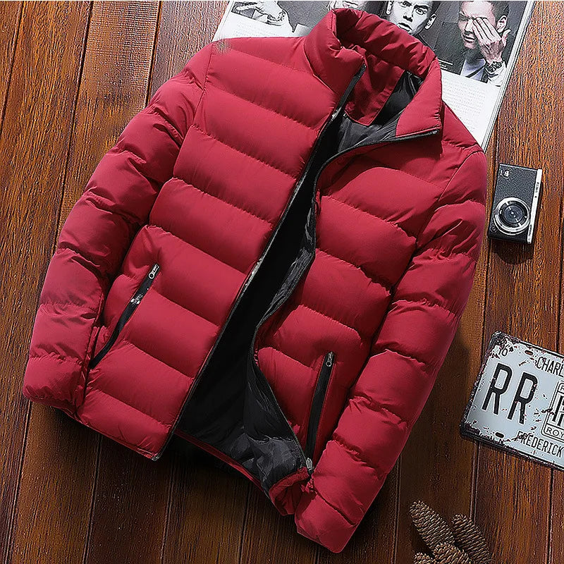 Mens Winter Jackets Fashion Casual Windbreaker Stand Collar