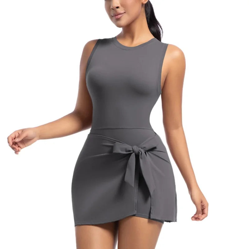 Cloud Hide Women's Tennis Skort Dress with Built-In Shorts