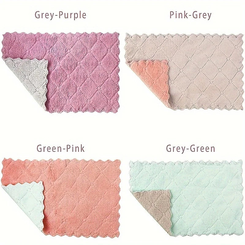 10pcs Microfiber Dish Cloths Multi Purpose Dishwashing Towels For Tableware Double Sided Cleaning Rags Kitchen Accessories