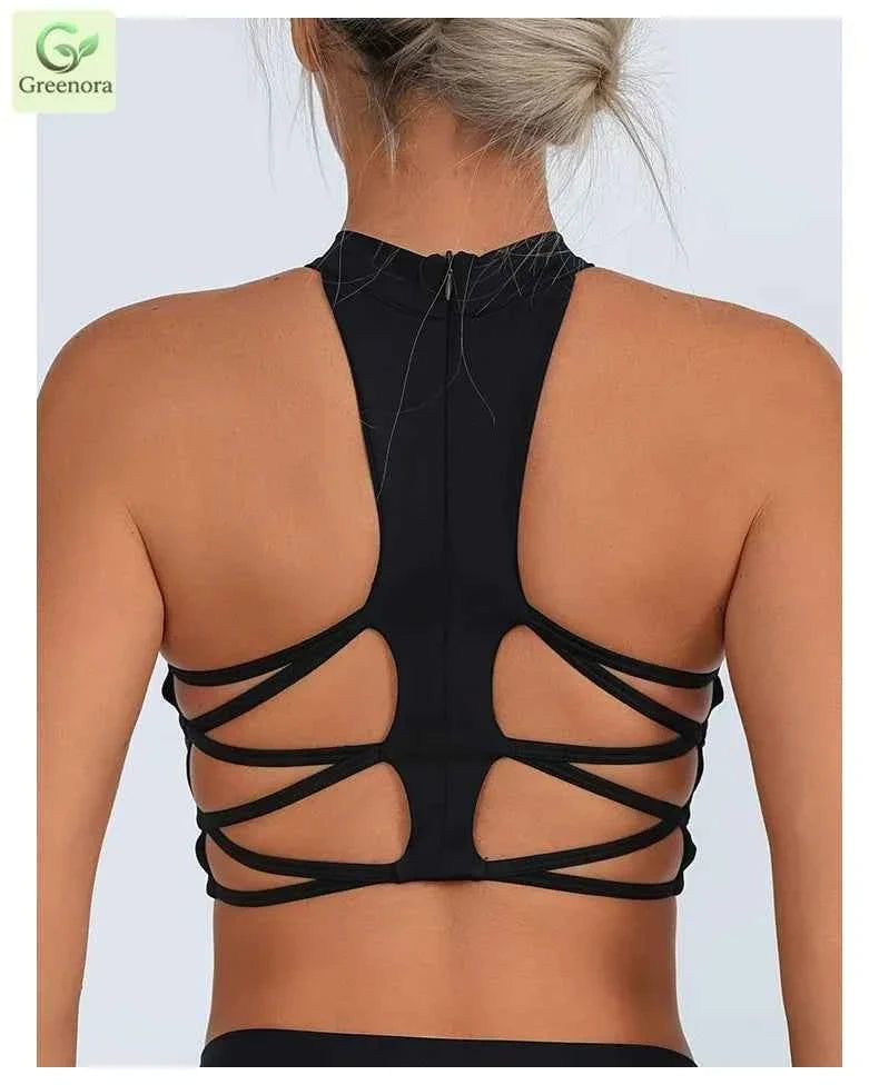 White High Neck Mesh Sports Bra Crop Top