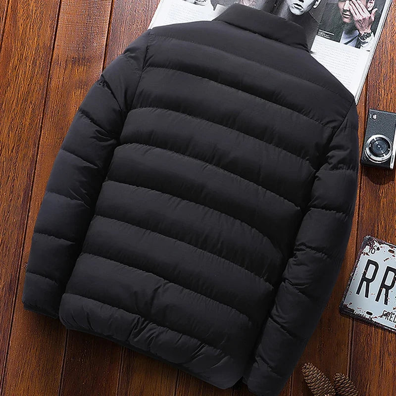 Mens Winter Jackets Fashion Casual Windbreaker Stand Collar
