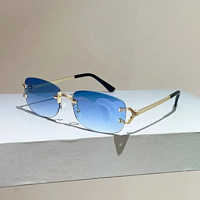 Rimless Square Sunglasses | Vintage Gradient UV400 Shades