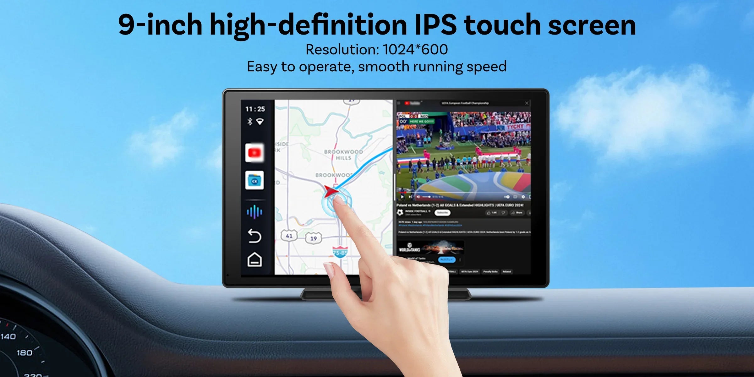 OTTOCAST CarPlay Screen 9.0" INCH 4K Car Touch Screen Wireless Carplay Android Auto Radio DVR GPS Video Built-in Youtube Netflix