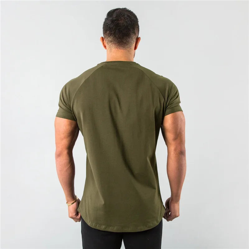 Cotton Plain Tops Tees Fitness Mens