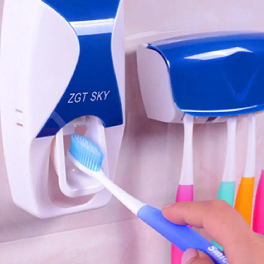 Color: green, Ships From: CHINA - Toothbrush Holder Automatic Toothpaste Dispenser Set Dustproof Sticky Suction Wall Mounted Toothpaste Squeezer Bathroom Holder