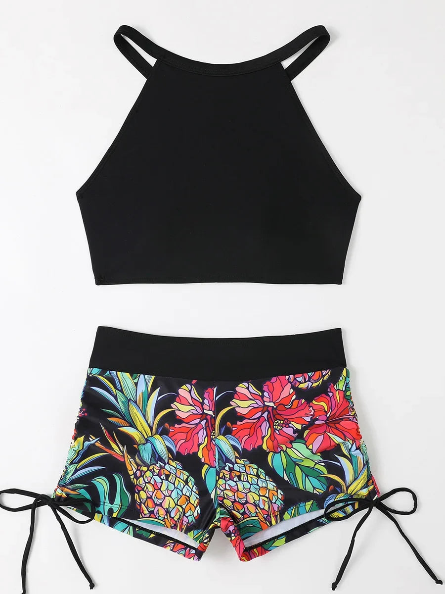 High Waist Women's Drawstring Bikini Swimsuit