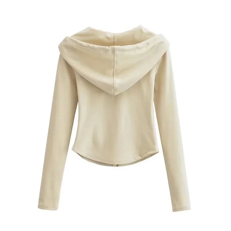 Lucyever Y2K Slim Fit Cropped Zip-Up Hoodie