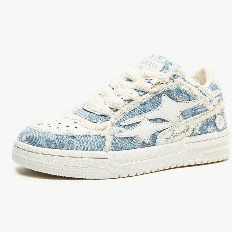 Retro Leather Tennis Sneakers – Casual Star Design