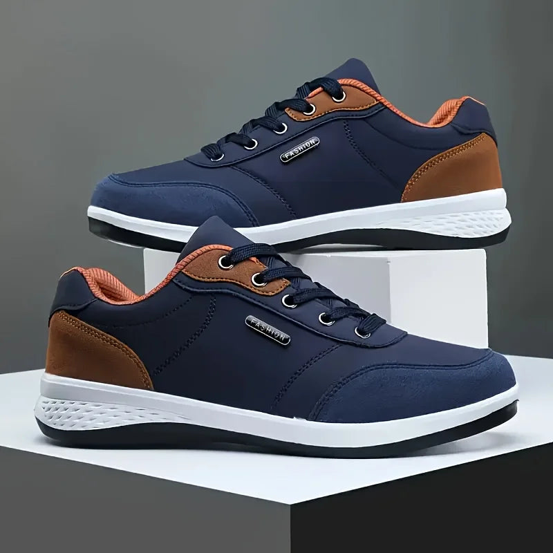 Waterproof Leather Walking Sneakers – Non-Slip Sole