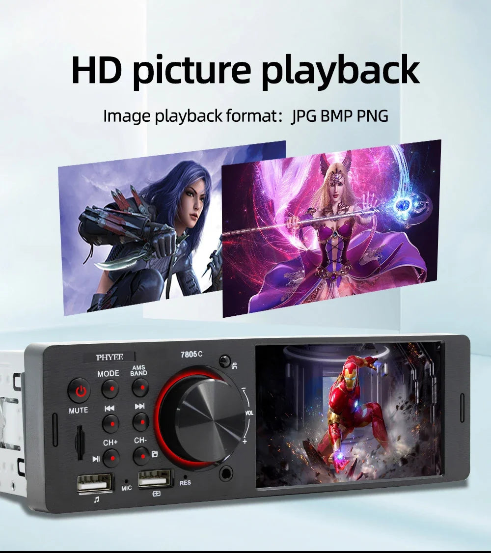 Touch Screen Car Radio, MP5 Player, Bluetooth, Hands Free, Audio, USB, TF, 7 Colors Lighting, Stereo System, Head Unit, 7805C