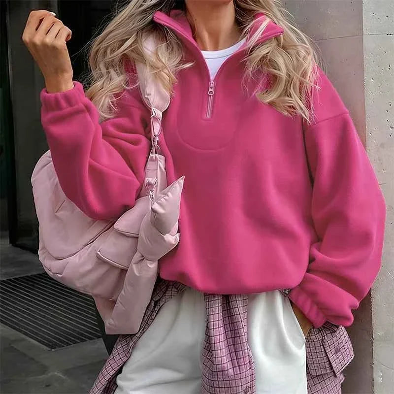 CozyPink Lamb Fleece Women's Zipper Hoodie