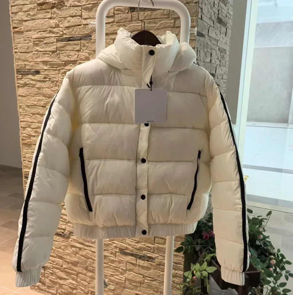 White Winter Jacket for Women – Hooded Thick Warm Padded Coat