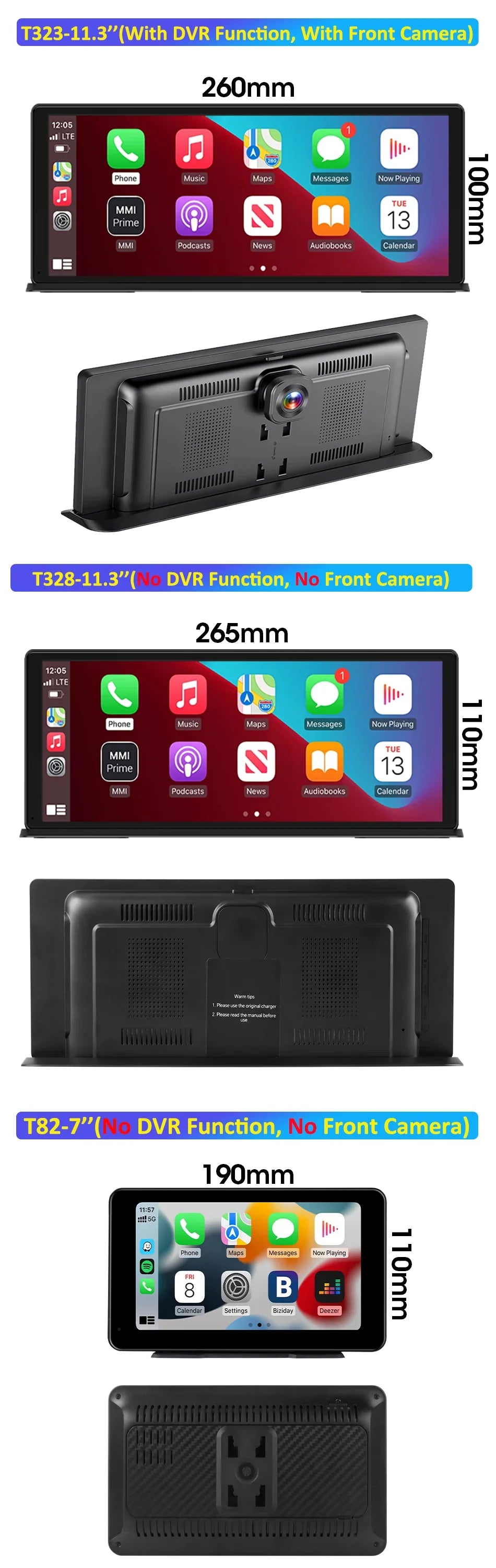 Vtopek Carplay Screen for Car, 11.3" HD Portable