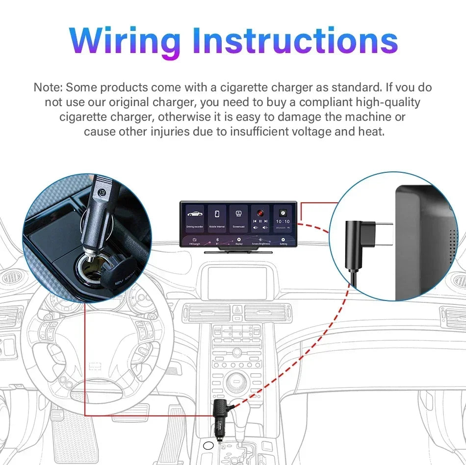 10.26'' Universal Portable Carplay Car Screen Wireless Carplay Screen Wireless Car Stereo Carplay Android Auto Car Touchscreen
