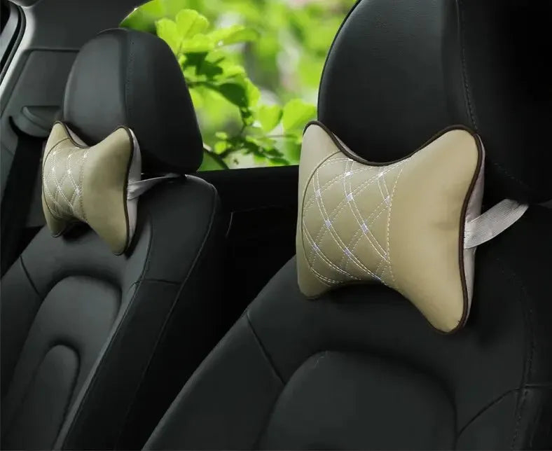 Car Neck Pillow – PU Leather Headrest Cushion for Comfort