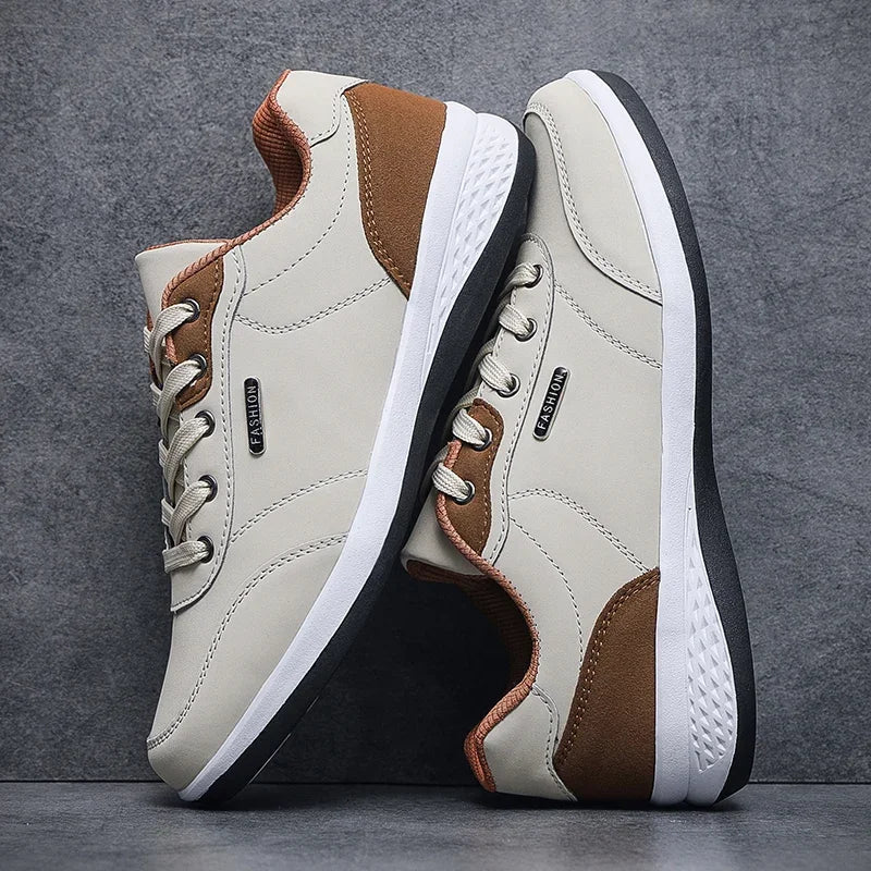 Waterproof Leather Sneakers – Spring Autumn Walking Shoe