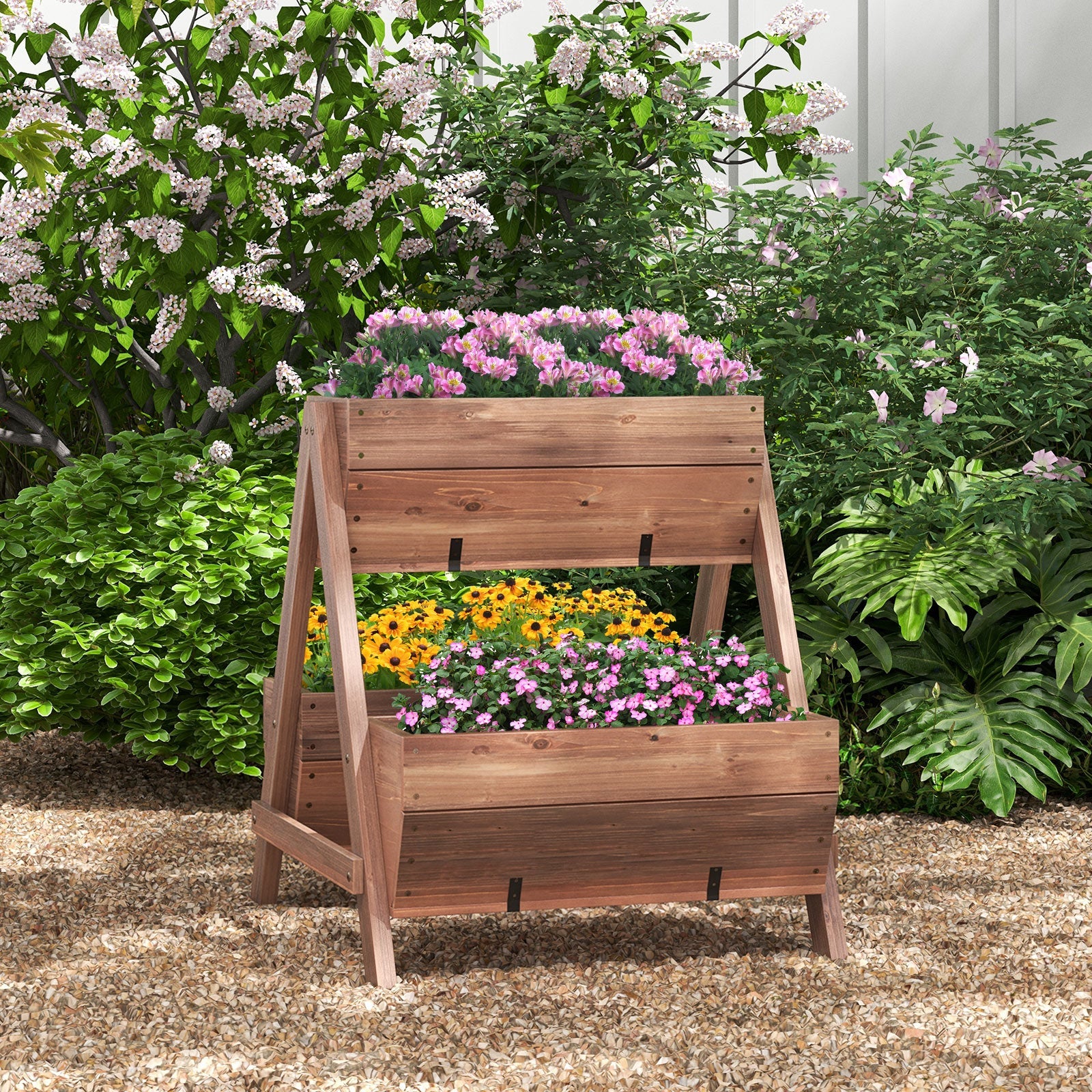 Vertical Raised Garden bed with 3 Wooden Planter Boxes