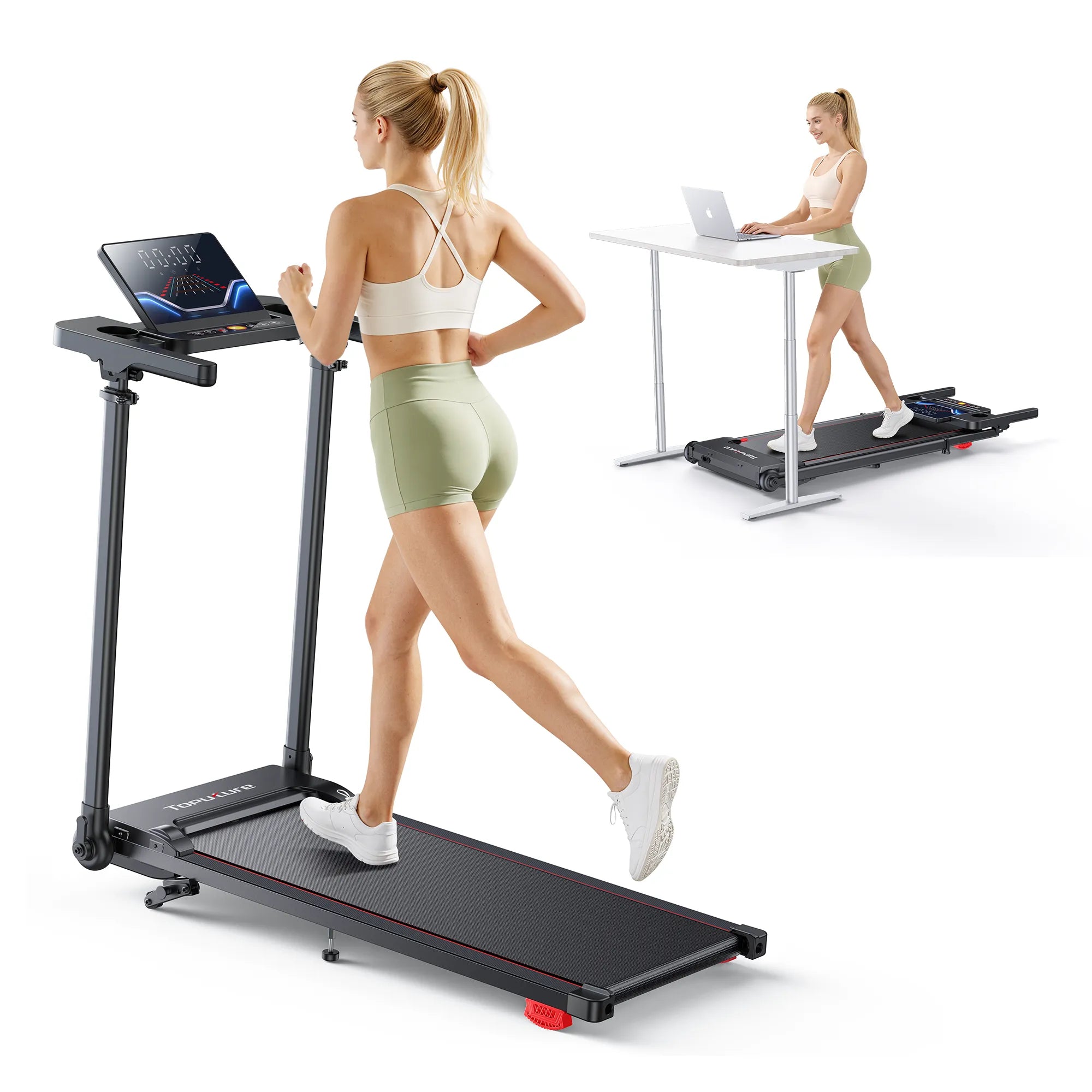 Toputure TP7 Standing Desk Treadmill with Laptop Desk