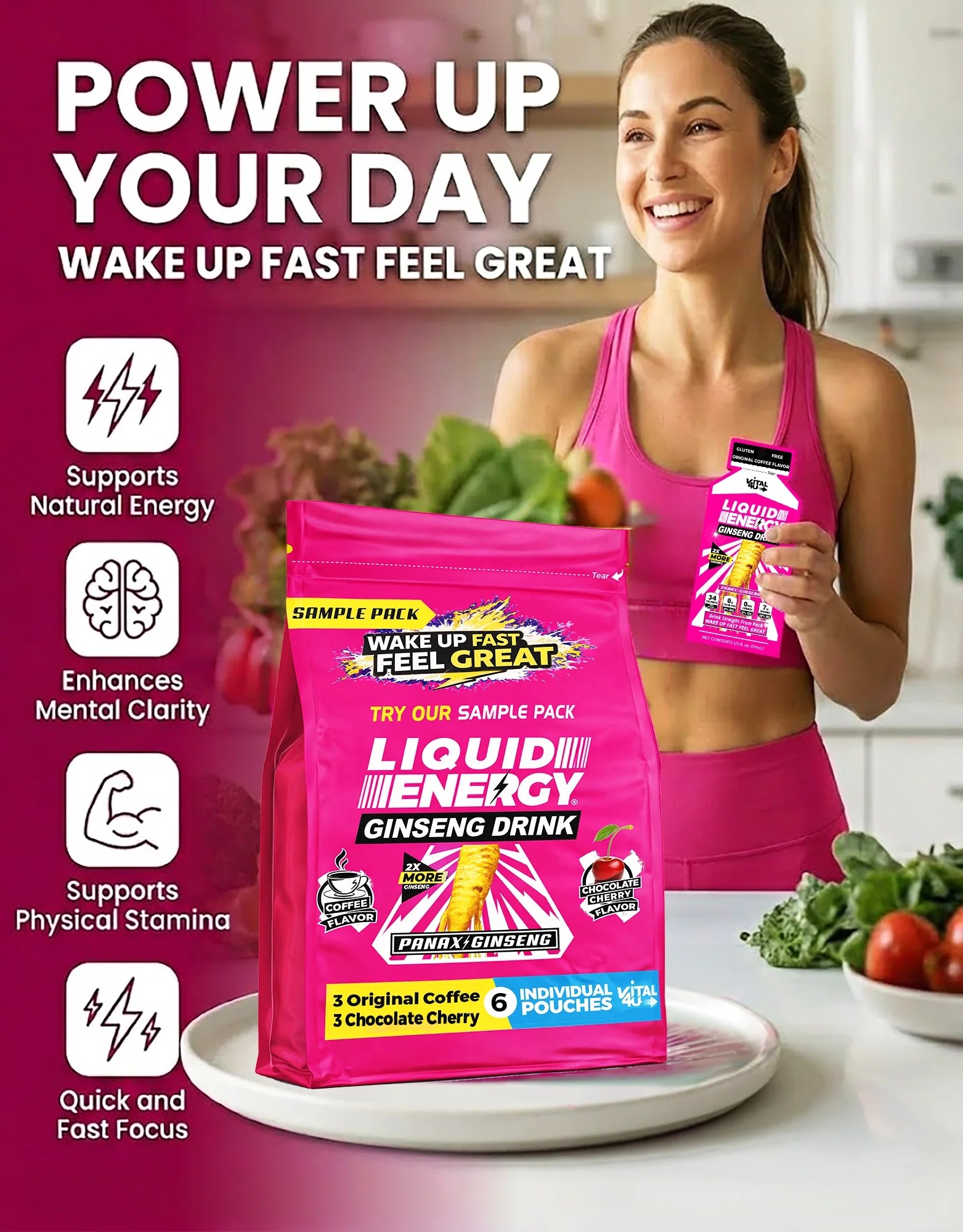 Liquid Energy Ginseng Sample Pack - 6 Pouches