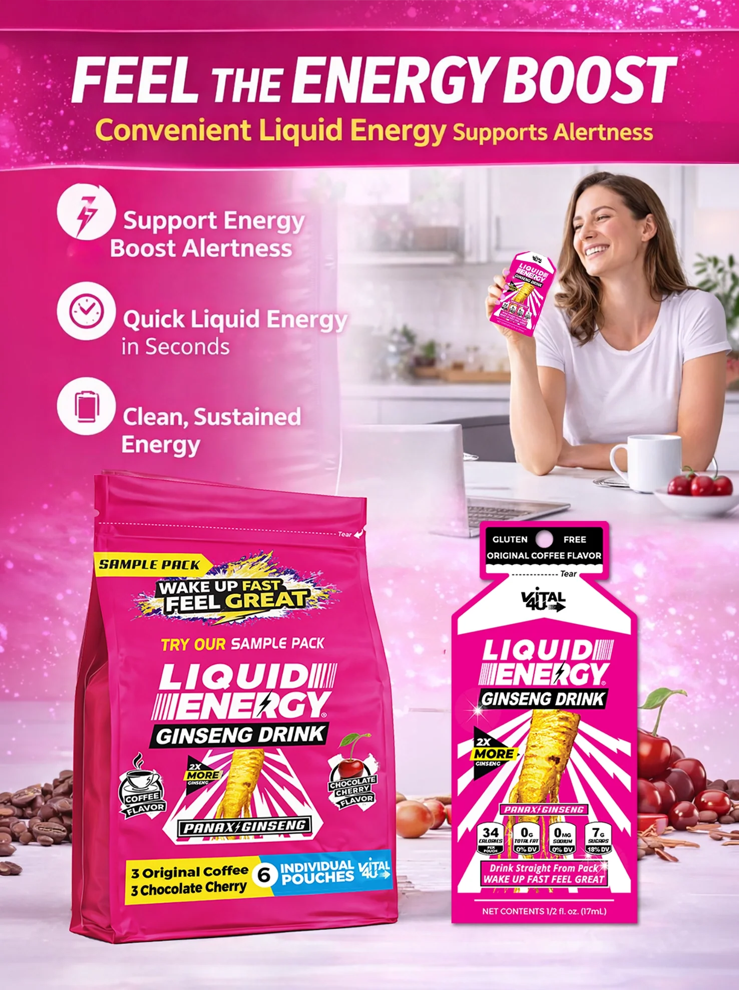 Liquid Energy Ginseng Sample Pack - 6 Pouches