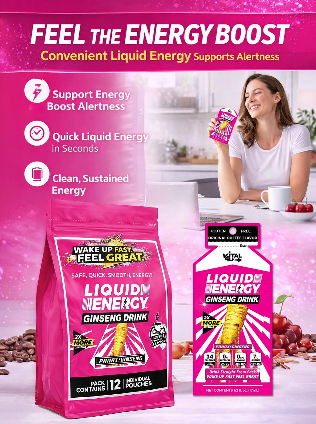 Liquid Energy Ginseng Drink Original Coffee
