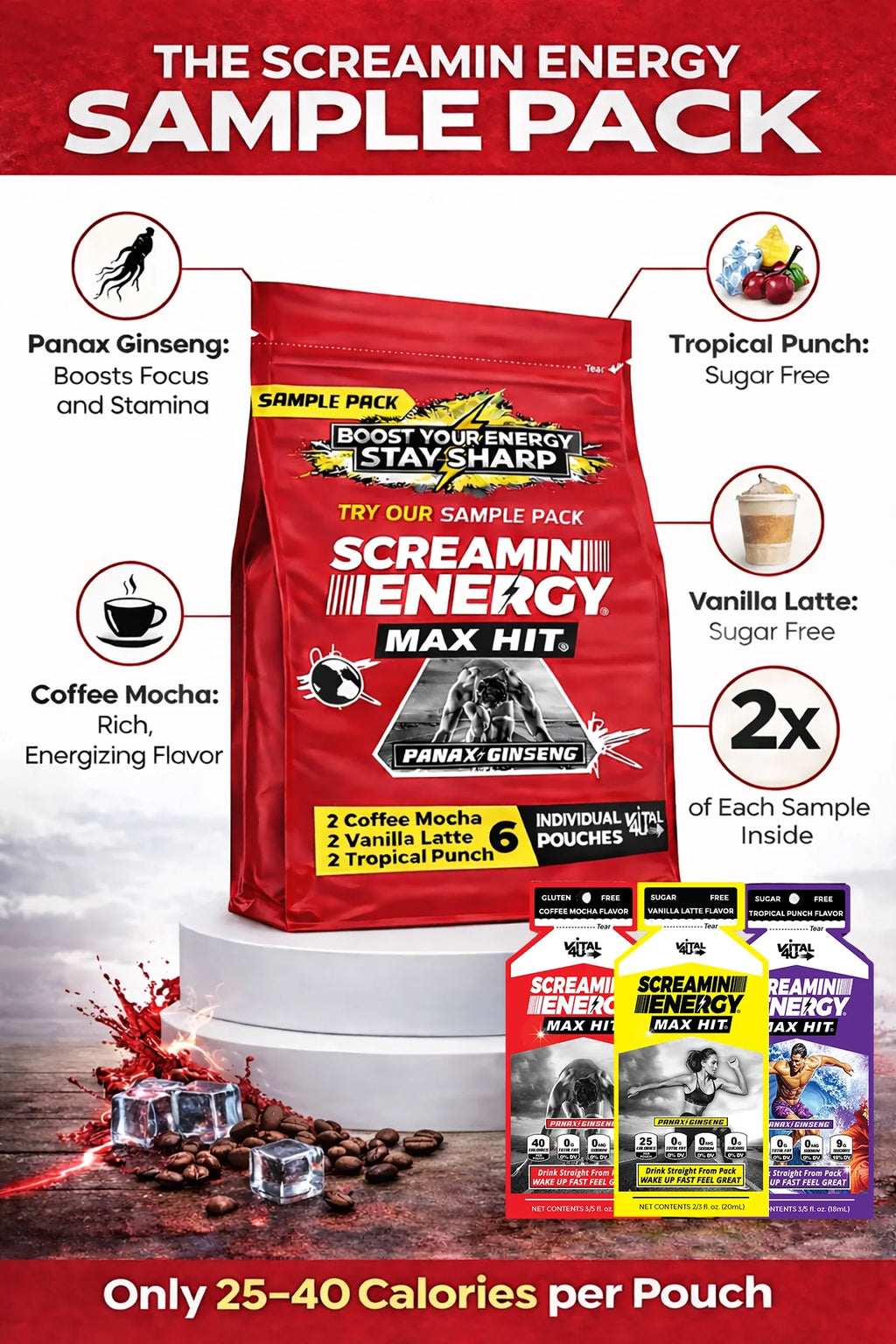 Screamin Energy Sample Pack - 6 Pouches