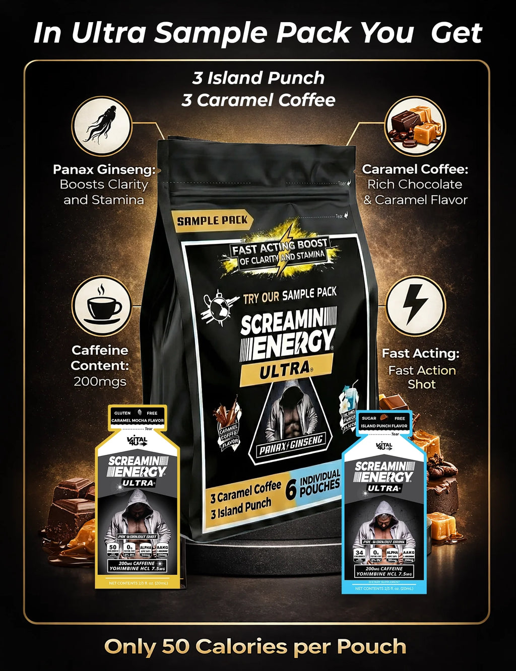 Screamin Energy Ultra Sample Pack - 6 Pouches