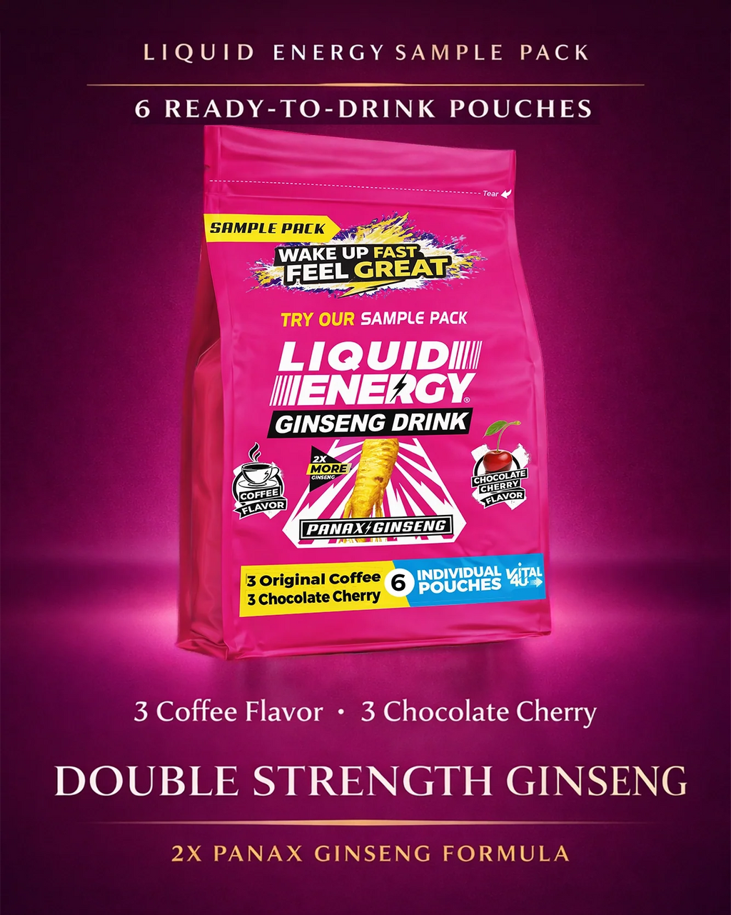 Liquid Energy Ginseng Sample Pack - 6 Pouches