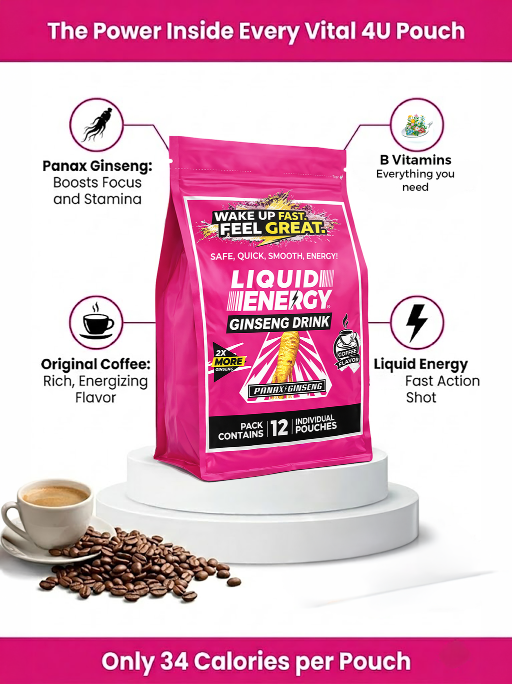 Liquid Energy Ginseng Drink Original Coffee