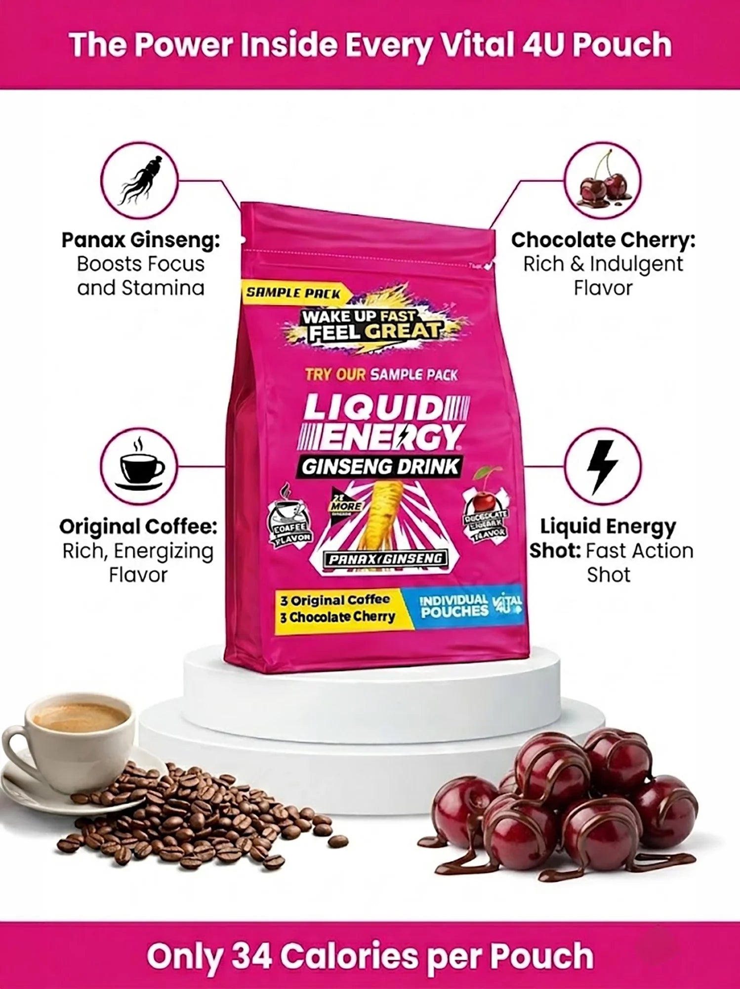 Liquid Energy Ginseng Sample Pack - 6 Pouches