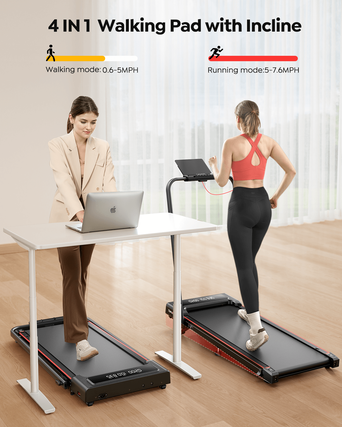 Toputure TP4 2 in 1 Incline Treadmill for Home