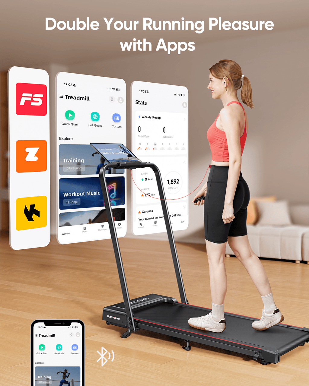 Toputure TP4 2 in 1 Incline Treadmill for Home