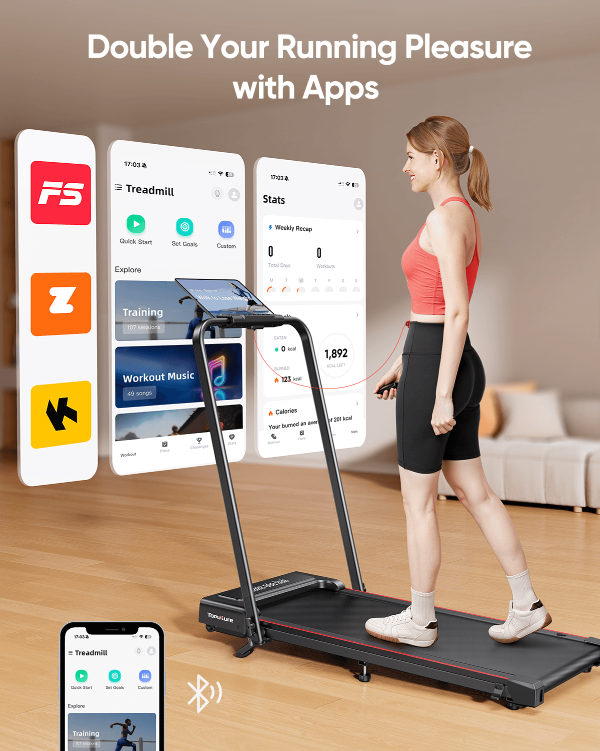Toputure TP4 2 in 1 Incline Treadmill for Home
