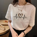 Unisex Leopard Heart ECG Graphic T-Shirt – Oversized Casual Streetwear Short Sleeve Tee