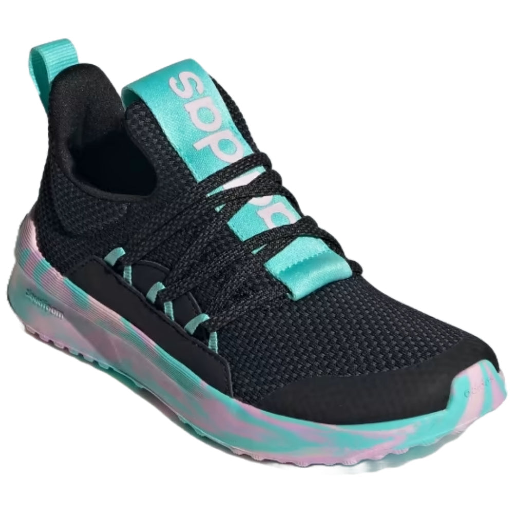 adidas kids LITE RACER ADAPT 5.0 SLIP-ON LACE SHOES ( Core Black / Clear Pink / Flash Aqua)