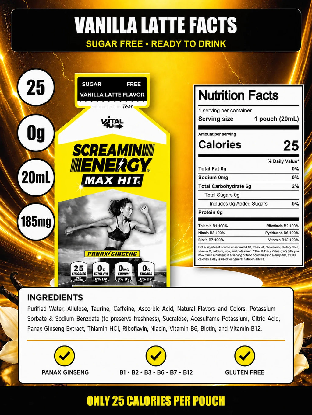 Screamin Energy Vanilla Latte Sugar Free