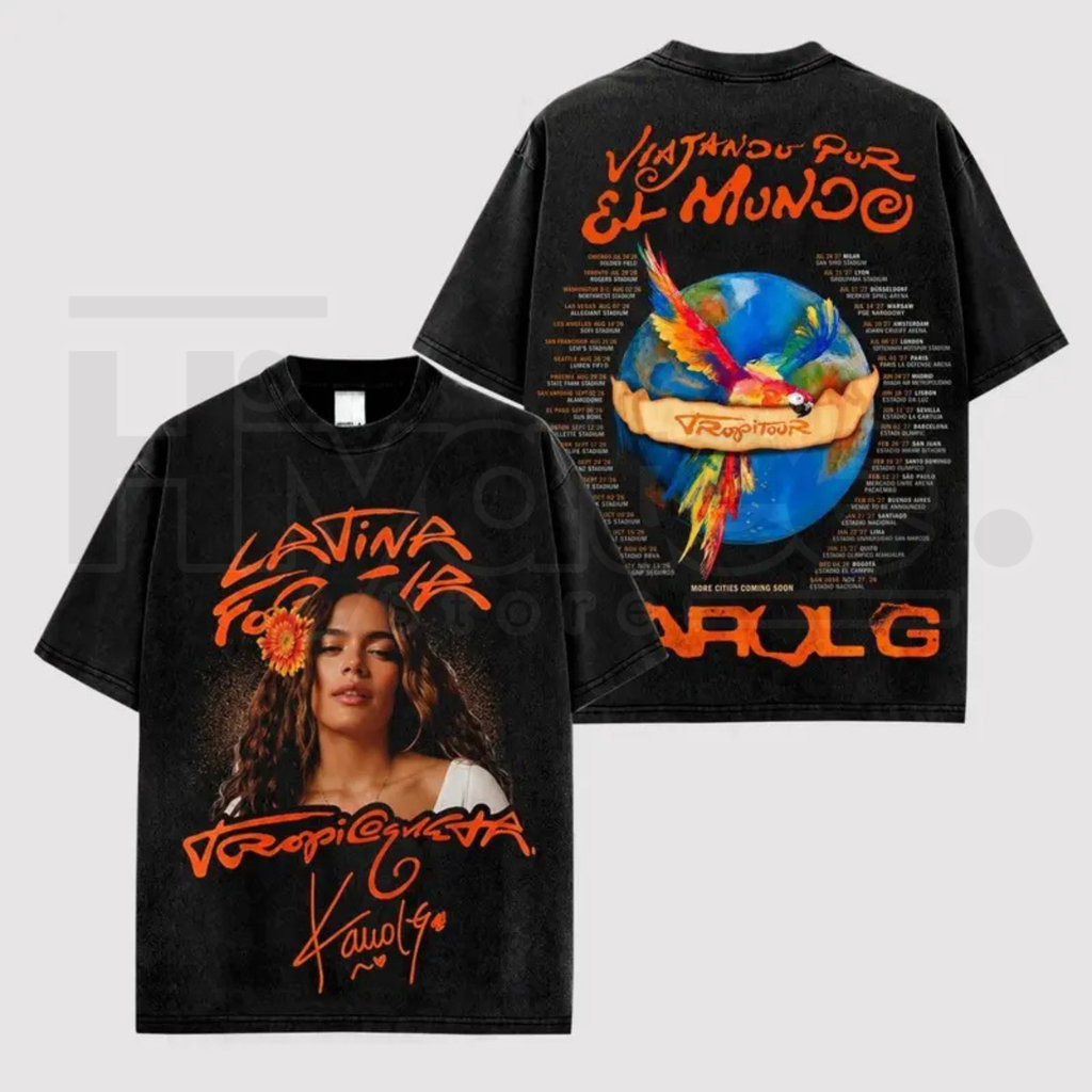 Viajando Por El Mundo Tropitour Premium Cotton T-Shirt – Latin Queen Fans Graphic Tee