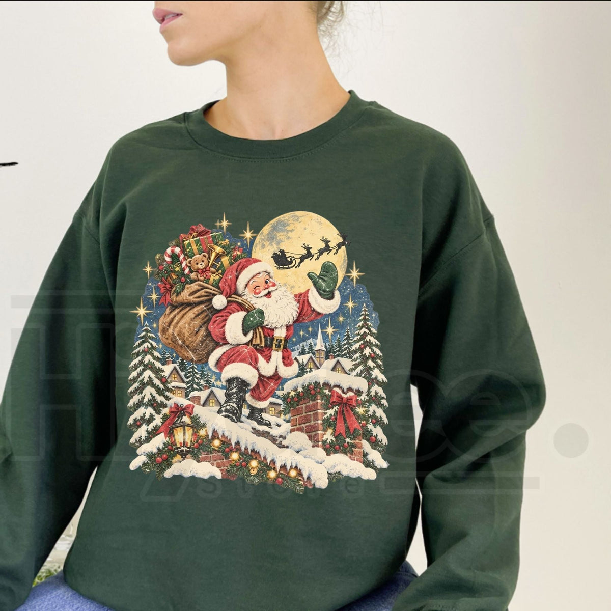 Vintage 90s Retro Santa Christmas Sweatshirt, Classic Holiday Graphic Pullover