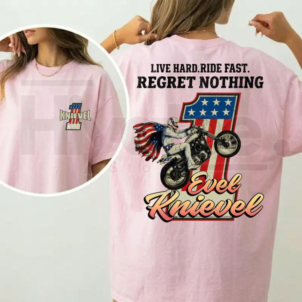 Vintage Evel Knievel Tee – Live Hard Ride Fast American Rider T-Shirt