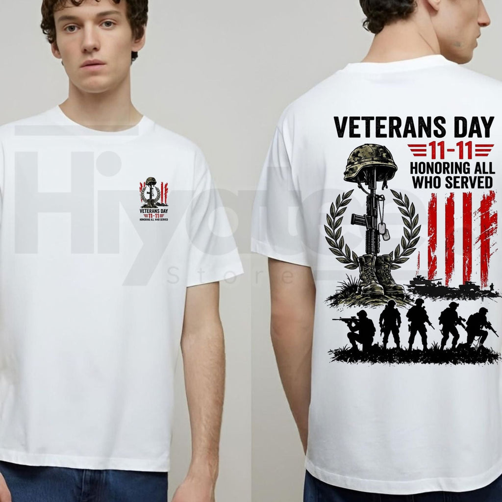 Vintage Veterans Day 11-11 T-Shirt – Honoring All Who Served Patriotic Military Tee