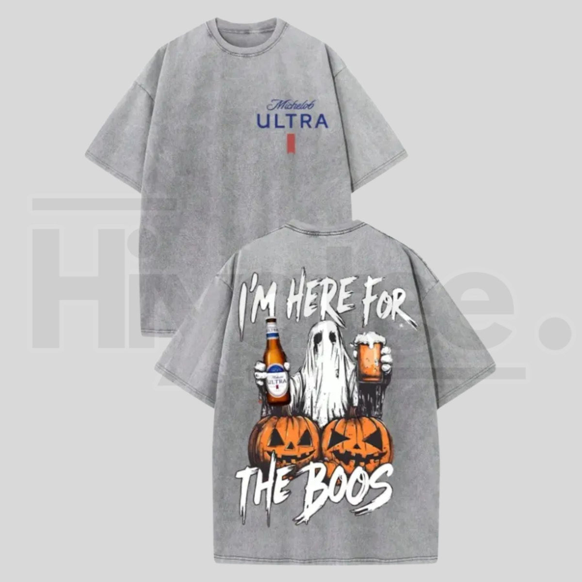 Vintage Washed Michelob Ultra Ghost "I'm Here For The Boos" Double-Sided Graphic Tee