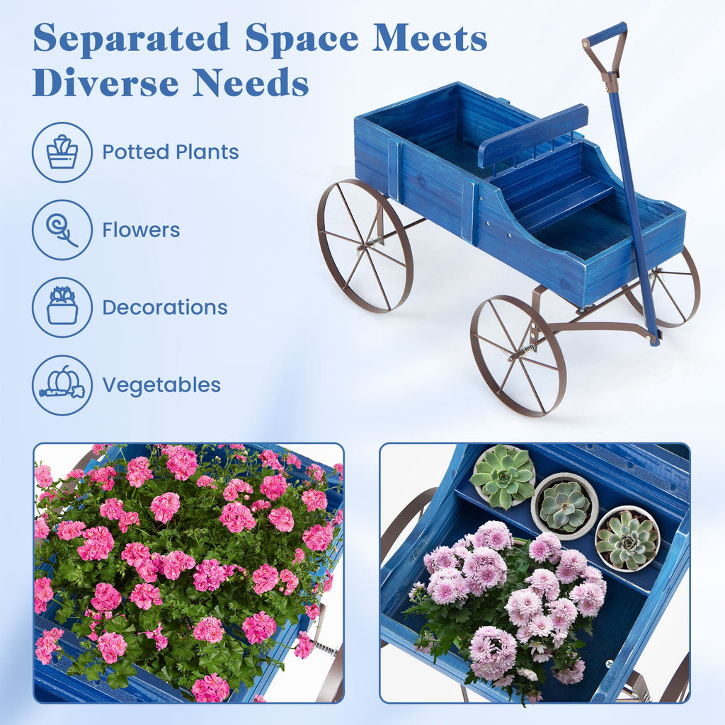 Wooden Wagon Plant Bed