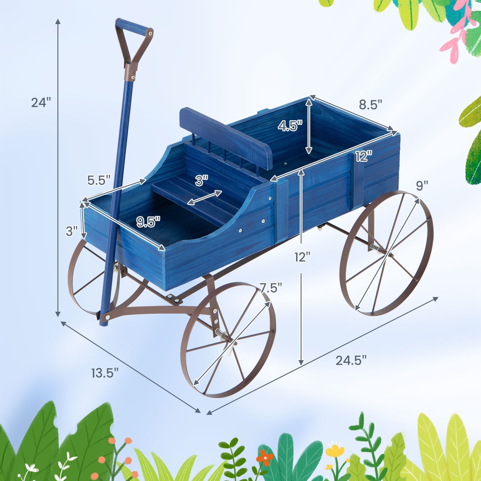 Wooden Wagon Plant Bed