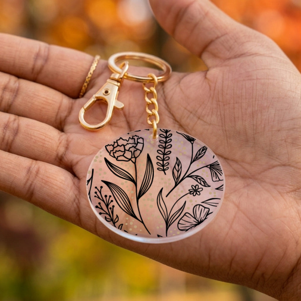 Wildflower Botanical Acrylic Keychain with Charm