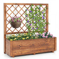 Raised Garden Bed Wooden Elevated Planter Box with Lattice Trellis-L