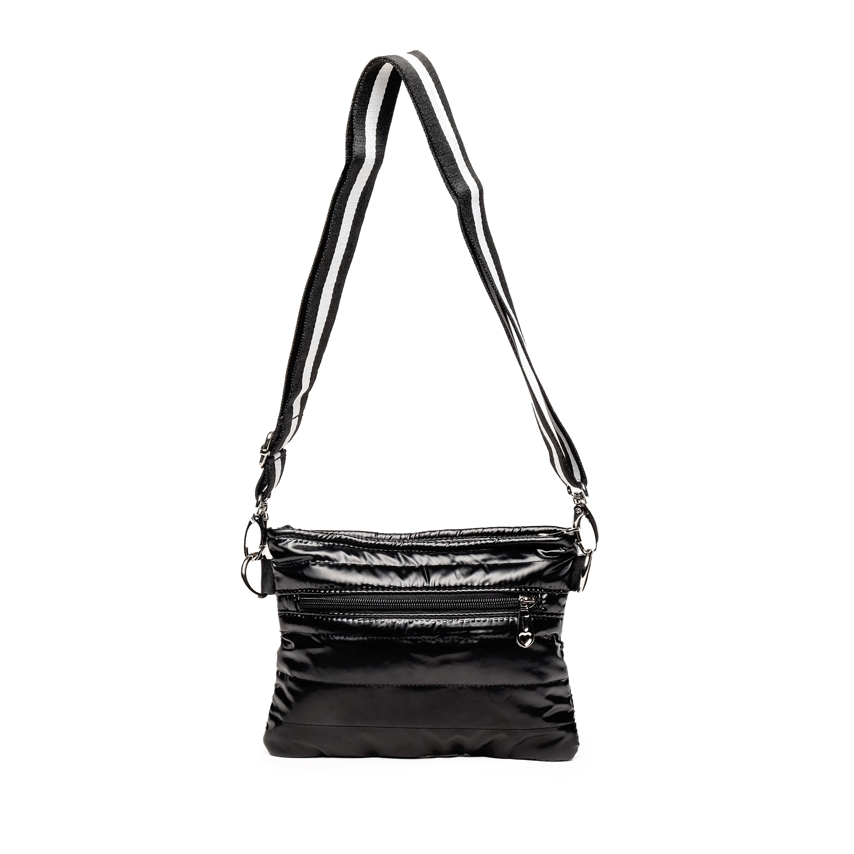 Black Padded Crossbody Belt Bag