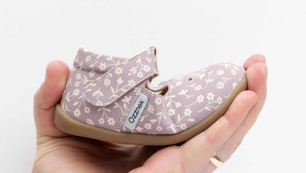 Ava Blossom Kids' Barefoot Mary Janes | Floral T-Strap Toddler Shoes