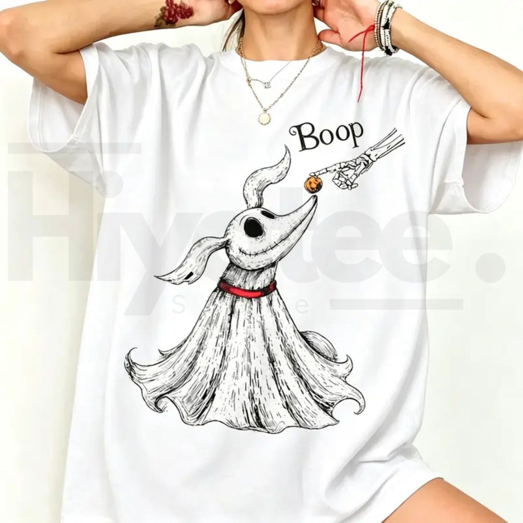 Zero Dog Boop Skeleton Hand T-Shirt – Halloween Trip Matching Tee