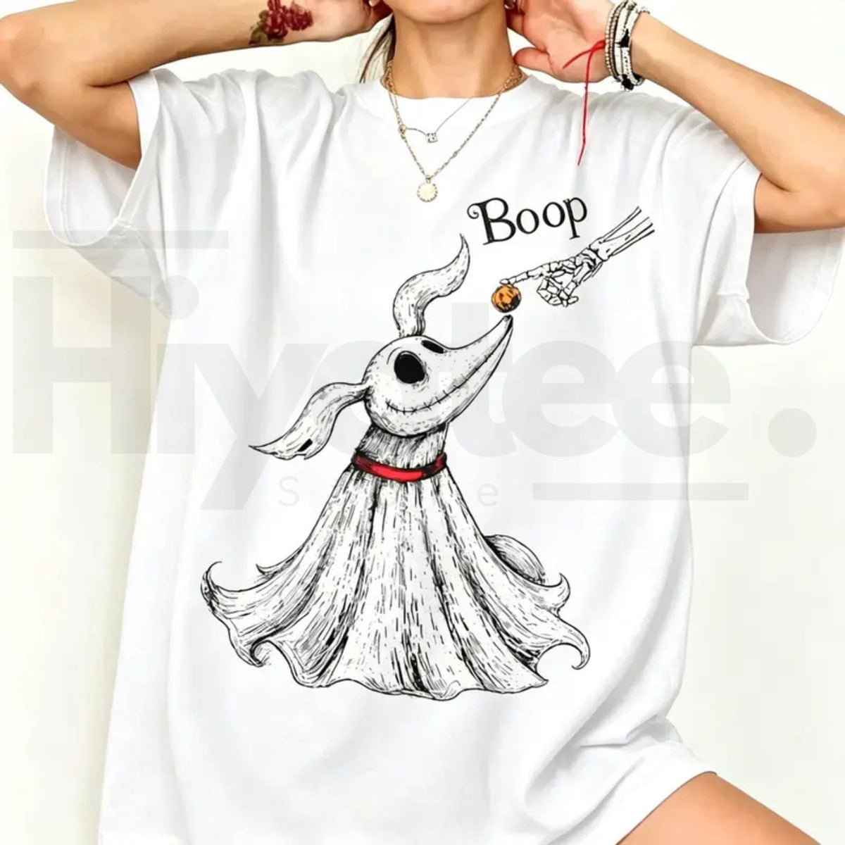 Zero Dog Boop Skeleton Hand T-Shirt – Halloween Trip Matching Tee