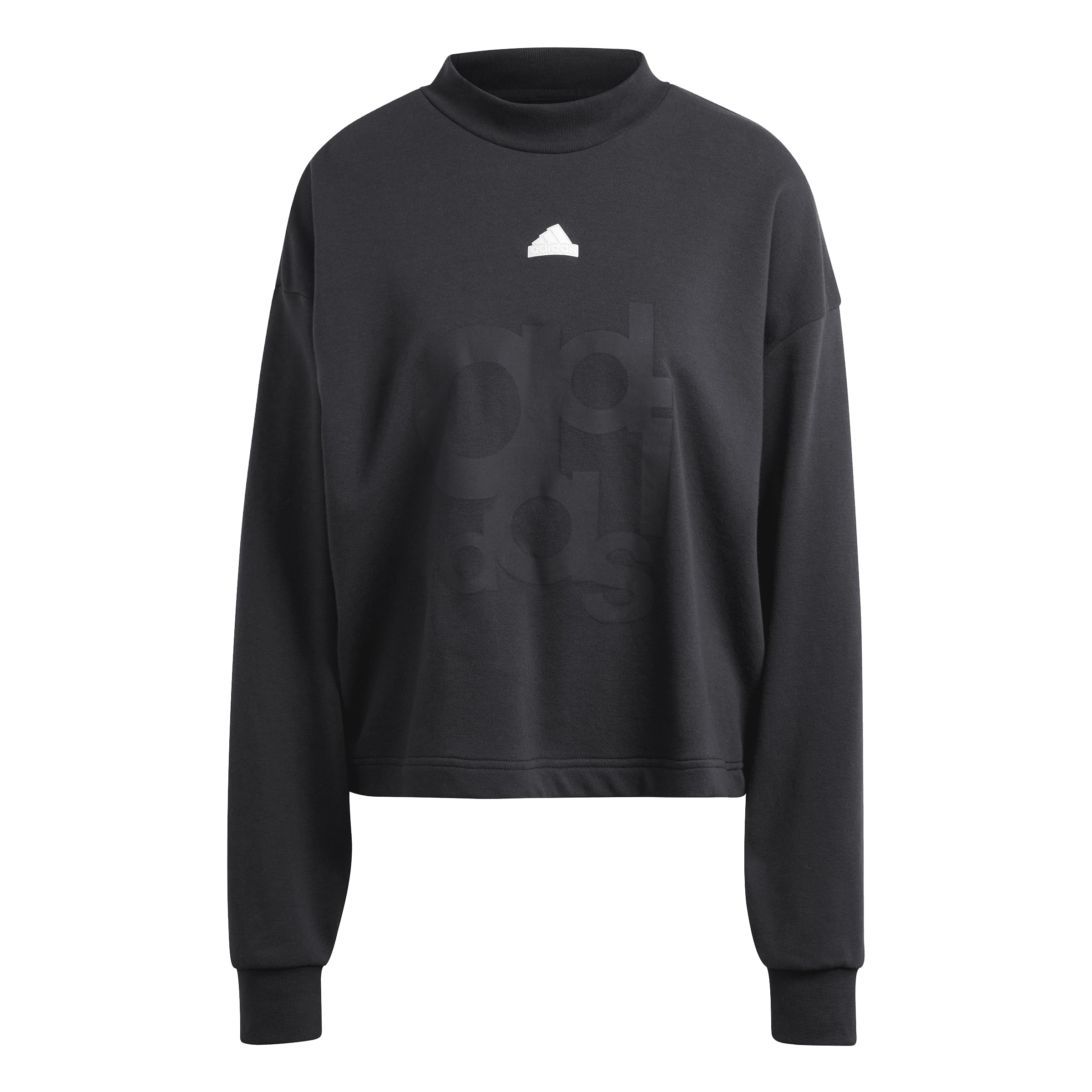 adidas Womens Printed French Terry Loose Sweatshirt Black X-Large
